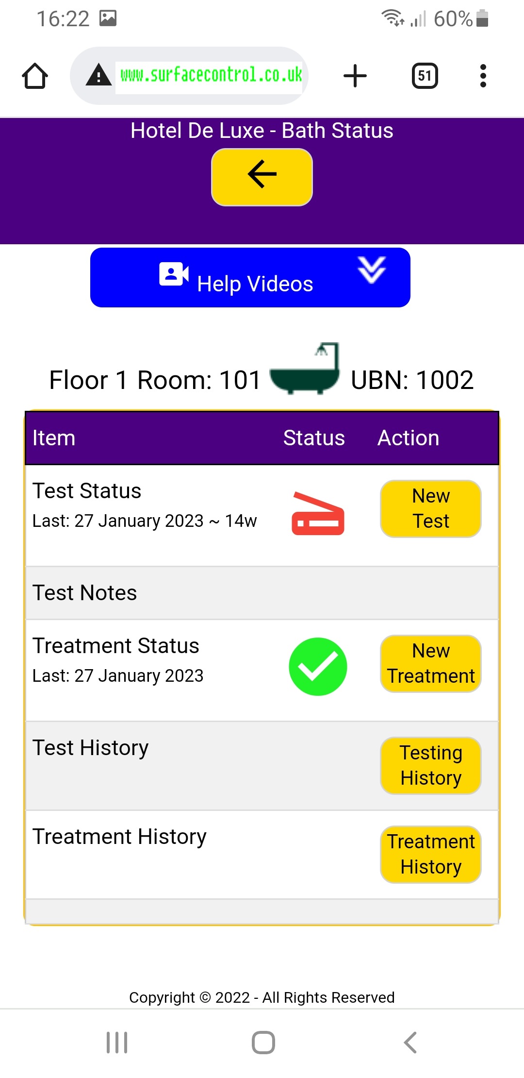 Smartphone Bath Status Screen